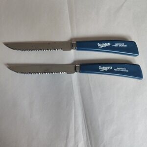Vtg Usingers Americas Finest Sausage Milwaukee Serrated Steak Knives Blue Lot 2